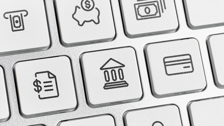 keyboard with bank symbols on keys