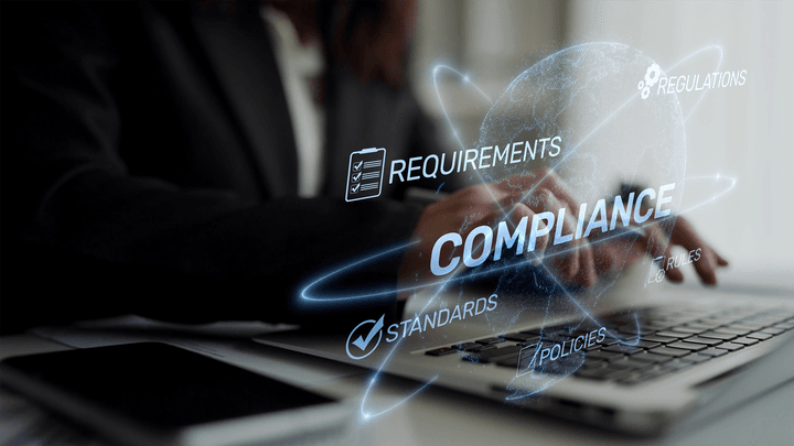 A set of hands typing on a laptop with words representing yearly CPE planning floating over them