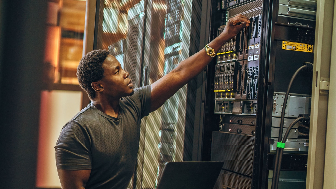 Person working on a server