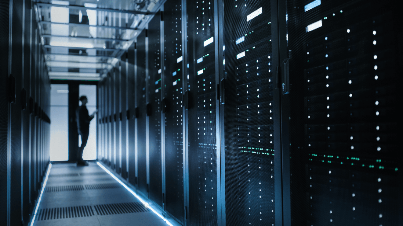 Silhouette in a data center
