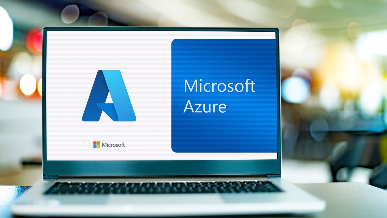 Microsoft azure logo displayed on a laptop